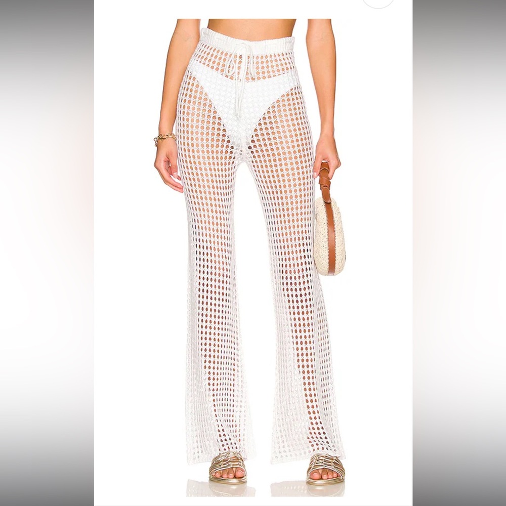 superdown White Crochet Knit Beach Cover-Up Pants